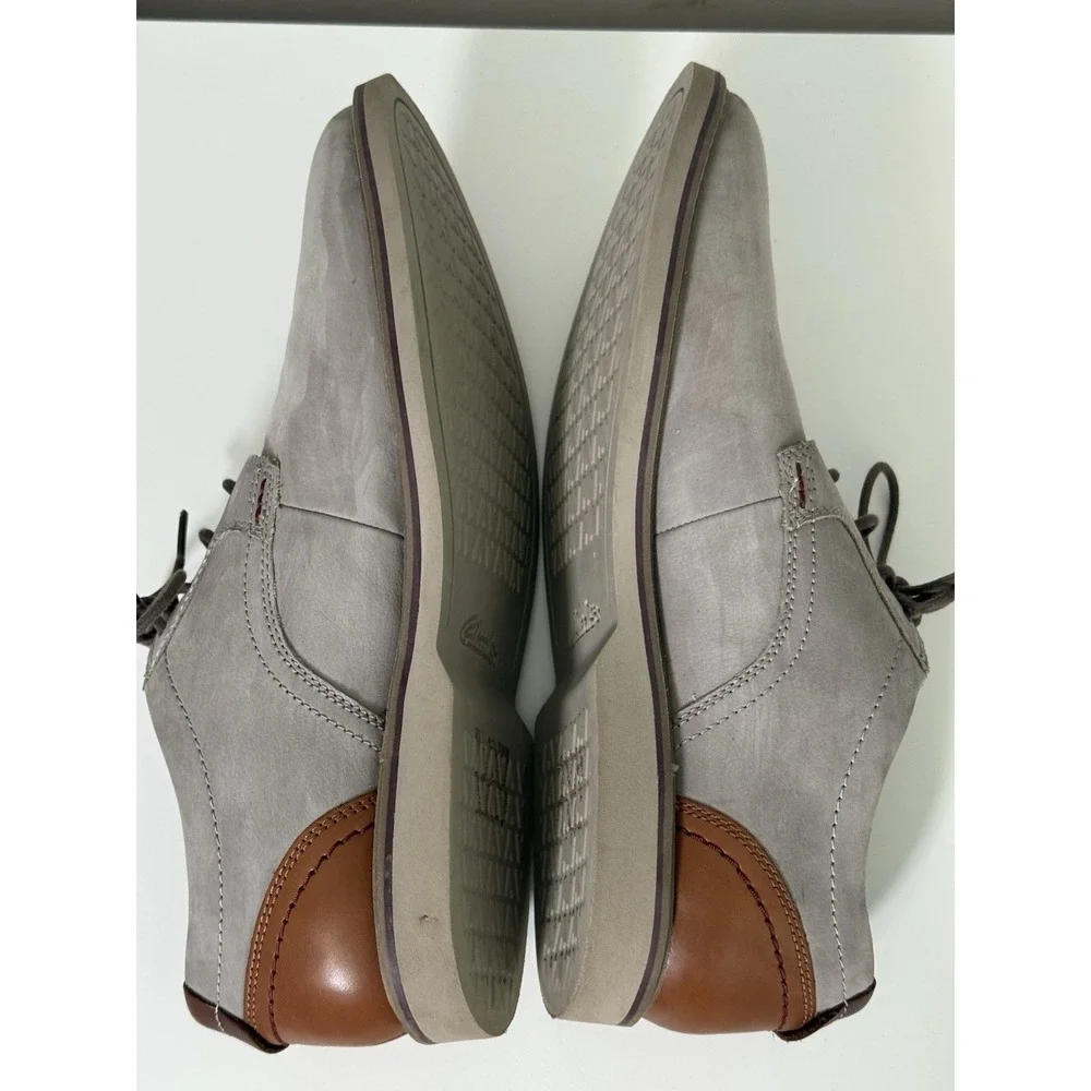 Clarks Mens Radcliff Low Gray Leather Casual Shoes Suede Sz‎ 12 Event Office